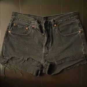 Black Distressed Denim Shorts
